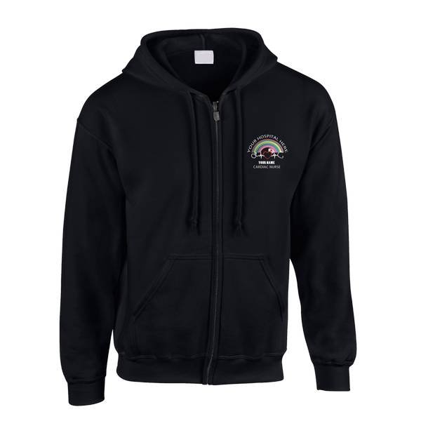 Healthcare Nursing Cardiac Heart Rainbow Design Zipped Hoodie