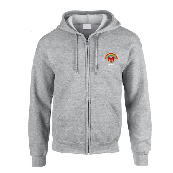 Healthcare Nursing Heart in Hands & Rainbow Zipped Hoodie - Image 5