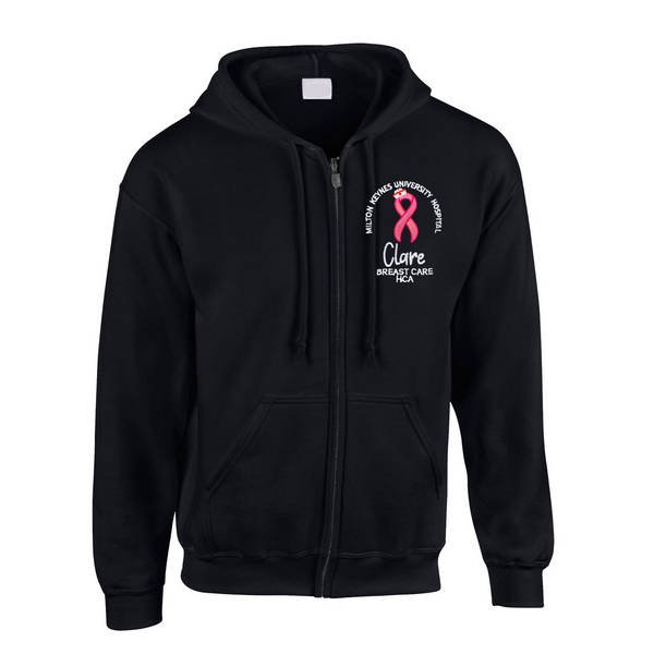Healthcare Nursing Pink Ribbon Breast Care Zipped Hoodie