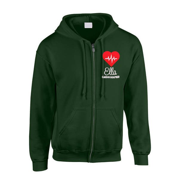 Healthcare Nursing Red Heart Beat Design Zipped Hoodie - Image 3