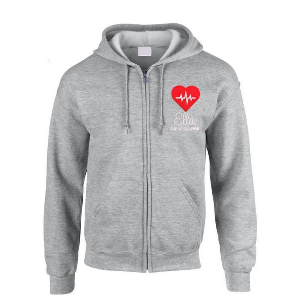 Healthcare Nursing Red Heart Beat Design Zipped Hoodie - Image 5