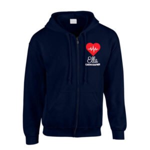 Healthcare Nursing Red Heart Beat Design Zipped Hoodie
